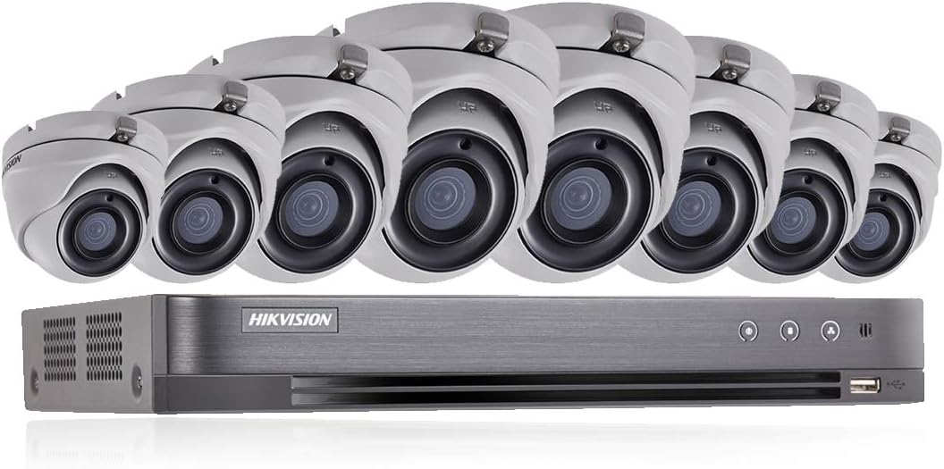 Hikvision 8-Port 5MP 4K DVR System with 2TB HDD and 8x 5MP Outdoor Cameras (Model: DS-7208HUHI-K1 & DS-2CE56H1T-ITM)