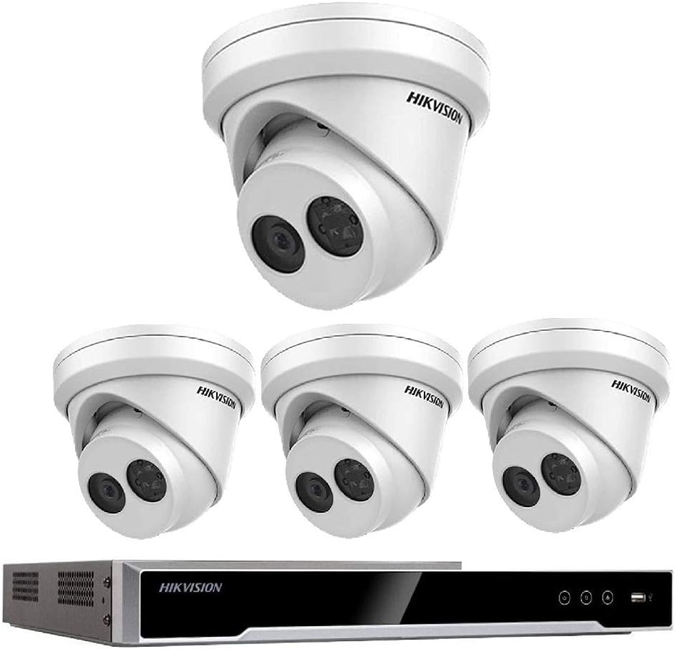 Hikvision 8-Port 4K UHD PoE NVR System with 1TB HDD and 4x 8MP Outdoor IP Cameras