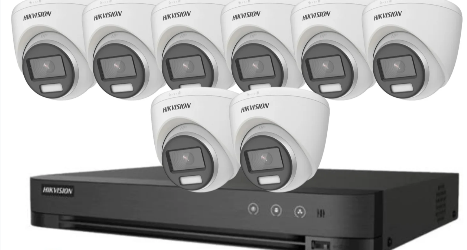 Hikvision 4-Port 8MP 4K ColorVu PoE DVR System with 2TB HDD and 8x 8MP 24/7 Color Turret Cameras