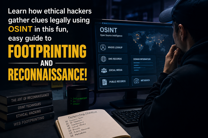 Learn how ethical hackers gather clues legally using OSINT in this fun, easy guide to Footprinting and Reconnaissance!